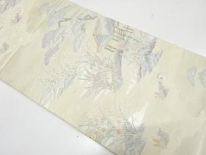 庭園風景模様織り出し　袋帯